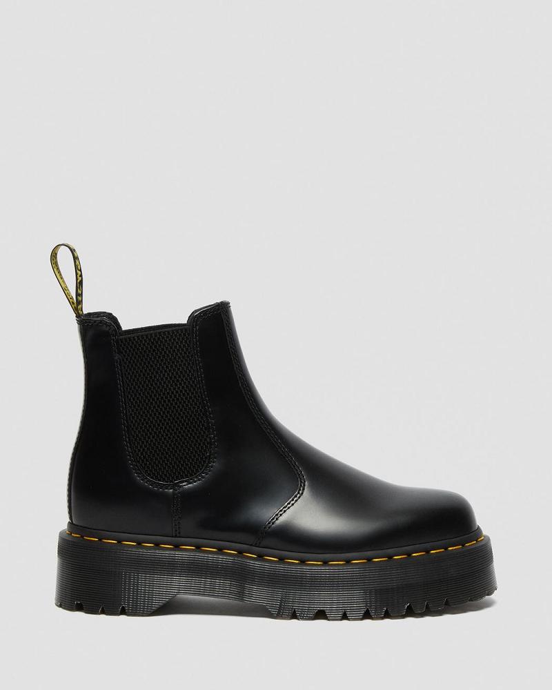 Dr Martens 2976 Polished Smooth Platform Chelsea Støvler Dame Sort | DK 113RVD